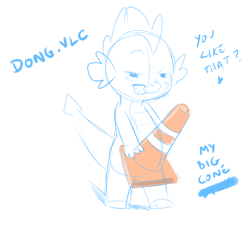 Size: 1200x1200 | Tagged: questionable, artist:cold-blooded-twilight, spike, dragon, foalcon, g4, imported from derpibooru, male, solo, solo male, traffic cone, vlc, wat
