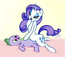 Size: 1320x1155 | Tagged: questionable, artist:dubstepina, rarity, spike, blushing, dragon, duo, duo male and female, female, foalcon, g4, imported from derpibooru, interspecies, male, obscured penetration, pony, ship:sparity, shipping, softcore, straight, unicorn