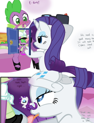 Size: 406x530 | Tagged: explicit, artist:pyruvate, rarity, spike, comic:dragon queen, blowjob, comic, crossdressing, desktop ponies, dildo, female, foalcon, g4, imported from derpibooru, licking, licking cock, male, nudity, oral, penis, pony, sex, sex toy, ship:sparity, shipping, sissy, straight, straight shota, tongue out