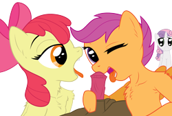 Size: 2438x1649 | Tagged: explicit, apple bloom, button mash, scootaloo, sweetie belle, :c, artist needed, balls, blowjob, cuckolding, cuckquean, cutie mark crusaders, double blowjob, earth pony, foalcon, g4, group sex, horn, imported from derpibooru, infidelity, male, male pov, multiple blowjob, nudity, offscreen character, oral, pegasus, penis, pov, sex, ship:buttonbloom, ship:scootamash, source needed, threesome, unicorn, wings