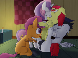 Size: 2560x1920 | Tagged: explicit, artist:darkenthepony, apple bloom, scootaloo, sweetie belle, anal, anus, balls, bisexual, bisexual female, cmc foursome, colt, colt on filly, crying, cunnilingus, cutie mark crusaders, earth pony, female, filly, filly on colt, filly on filly, foal, foalcon, foursome, g4, group sex, imported from derpibooru, kiss on the lips, kissing, lesbian, male, nudity, oral, pegasus, penis, ponut, pony, rumble, sex, ship:rumbelle, ship:rumbloo, ship:rumbloom, ship:scootabloom, ship:sweetiebloom, shipping, straight, unicorn, vulva