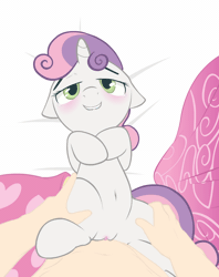Size: 834x1054 | Tagged: explicit, artist:mostazathy, artist:sadieyule, sweetie belle, animated, belly, belly button, blushing, clitoris, cute, cute porn, dominant pov, duo, duo male and female, edit, female, filly, foal, foalcon, g4, gif, horn, human, human male, human male on filly, human on pony action, human penis, human pov, human vulva on pony, imported from derpibooru, interspecies, lip bite, lying down, male, male pov, missionary position, nudity, offscreen character, offscreen human, offscreen male, on back, penetration, penis, pony, pov, reasonably sized genitals, sex, smiling, straight, unicorn, vaginal, vaginal secretions, vector, vulva