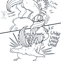 Size: 800x800 | Tagged: explicit, artist:furnut, rainbow dash, 2 panel comic, anus, comic, female, foalcon, g4, imported from derpibooru, male, micro, monochrome, nudity, penis, size difference, straight, vulva