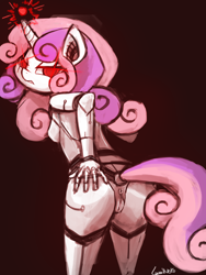 Size: 1440x1920 | Tagged: explicit, artist:lumineko, sweetie belle, angry, anthro, anus, ass, breasts, butt, commission, female, foalcon, g4, glowing eyes, imported from derpibooru, nudity, robot, solo, solo female, sweetie bot, vaginal secretions, vulva