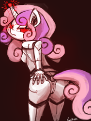 Size: 1440x1920 | Tagged: explicit, artist:lumineko, sweetie belle, angry, anthro, anus, ass, breasts, butt, commission, female, foalcon, g4, glowing eyes, imported from derpibooru, nudity, robot, solo, solo female, sweetie bot, vulva