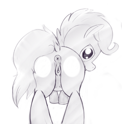 Size: 1280x1300 | Tagged: explicit, artist:a6p, scootaloo, anus, crotchboobs, female, foalcon, g4, imported from derpibooru, looking at you, looking back, monochrome, nipples, nudity, ponut, presenting, solo, solo female, teats, vagina, vulva, vulvar winking