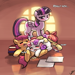 Size: 500x500 | Tagged: explicit, artist:lumineko, apple bloom, scootaloo, sweetie belle, twilight sparkle, adorabloom, aftersex, alicorn, cmc threesome, crayon, cute, cute porn, cutealoo, cutie mark crusaders, diasweetes, drool, drool string, earth pony, female, foalcon, g4, implied oral, implied sex, imported from derpibooru, improvised sex toy, lesbian, mare, pegasus, pony, sex toy, ship:sweetiebloomaloo, shipping, sleeping, snoring, sweat, twilight is a foal fiddler, underhoof, unicorn, vaginal secretions
