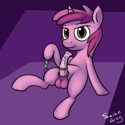 Size: 1280x1280 | Tagged: explicit, artist:saine grey, balls, broken condom, condom, foalcon, futa, futa ruby pinch, g4, horsecock, imported from derpibooru, intersex, jaded pinch, nudity, penis, ruby pinch, solo, solo futa