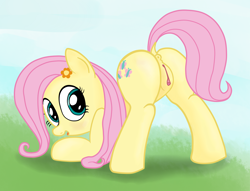 Size: 2330x1780 | Tagged: explicit, artist:an-tonio, artist:lord waite, fluttershy, anus, ass up, butt, colored, cute, cute porn, face down ass up, female, filly, foal, foalcon, g4, imported from derpibooru, nudity, plot, ponut, presenting, show accurate, show accurate porn, solo, solo female, vulva, younger