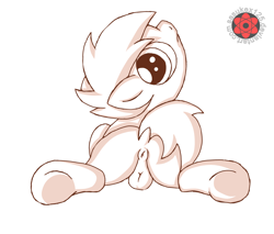 Size: 1808x1538 | Tagged: explicit, artist:sasukex125, button mash, anus, balls, butt, foalcon, g4, imported from derpibooru, looking at you, male, nudity, plot, presenting, solo, solo male, spankable coin purse, style emulation