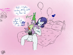 Size: 800x600 | Tagged: explicit, artist:sanyo2100, pinkie pie, rarity, spike, abdominal bulge, anal, anal creampie, anal orgasm, anthro, balloon, balls, bathroom, bed, bedroom eyes, breasts, busty rarity, creampie, cum, cum inflation, cum while penetrated, cumming, dialogue, dragon, english, foalcon, futa, futa on male, futa rarity, g4, hands free, heart, horsecock, imported from derpibooru, inflation, intersex, interspecies, lip bite, male, nipples, nudity, on back, orgasm, orgasm cumshot, penetration, penis, raised eyebrow, reverse cowgirl, sex, ship:sparity, shipping, simultaneous orgasm, smiling, wide eyes
