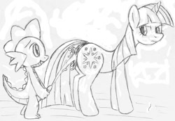 Size: 900x626 | Tagged: explicit, artist:tg-0, spike, twilight sparkle, annoyed, anus, baby dragon on mare, butt, cum, cumming, female, foalcon, frown, g4, glare, imported from derpibooru, interspecies, looking back, male, masturbation, monochrome, nudity, penis, plot, pony, ship:twispike, shipping, smiling, straight, traditional art, unamused, unicorn, unicorn twilight