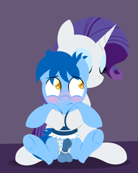 Size: 2000x2500 | Tagged: explicit, artist:dtcx97, rarity, oc, oc:bruce, balls, blushing, canon x oc, clothes, cockring, colt, crossdressing, cuddling, dressup, embarrassed, erection, eyes closed, female, foal, foalcon, frown, g4, harness, high res, horsecock, hug, imported from derpibooru, male, mare, mare on colt, nudity, panties, penis, precum, presenting, reasonably sized genitals, sitting, smiling, snuggling, straight, straight shota, underhoof, underwear, wavy mouth