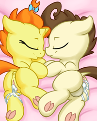 Size: 1000x1250 | Tagged: explicit, artist:fearingfun, aftersex, anal creampie, anus, babycon, balls, creampie, cum, cute, dock, foalcon, g4, gay, genitals, imported from derpibooru, male, nudity, pegasus, ponut, pony, pound cake, poundabetes, pumpkin cake, pumpkinbetes, sleeping, species swap, underhoof, unicorn, vagina, vulva, wingless