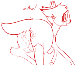Size: 707x600 | Tagged: explicit, artist:dotkwa, spoiler:comic, balls, bramble, butt, deer, fawn, foalcon, friendship is magic #27, g4, idw, implied anon, imported from derpibooru, looking back, male, monochrome, my little pony: friendship is magic (idw), nudity, open mouth, plot, solo, solo male, spread anus, tape
