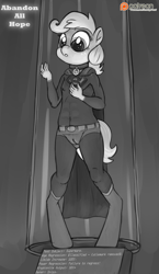 Size: 1500x2589 | Tagged: explicit, artist:smudge proof, applejack, abandon all hope, age regression, alternate version, anthro, app-el, breasts, cameltoe, collar, delicious flat chest, earth pony, fall of equestria, female, foalcon, g4, imported from derpibooru, kidnapped, nudity, patreon, patreon logo, science, slave, superhero, supermare