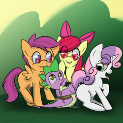 Size: 1000x1000 | Tagged: explicit, artist:arkiiwarki, apple bloom, scootaloo, spike, sweetie belle, ahegao, bedroom eyes, biting, bondage, cmc foursome, cutie mark crusaders, dragon, dragon on pony action, drool, female, femdom, filly, fillycon, foal, foalcon, foursome, g4, group sex, heart eyes, imported from derpibooru, interspecies, looking back, looking pleasured, lucky bastard, male, malesub, mind control, mouth hold, nudity, open mouth, penis, pony, raised leg, sex, ship:crusadespike, ship:scootaspike, ship:spikebelle, ship:spikebloom, smiling, spike gets all the mares, spread wings, straight, submissive, tied up, tongue out, vaginal secretions, want it need it, wingding eyes, wings