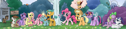 Size: 4230x1000 | Tagged: explicit, artist:smudge proof, applejack, fluttershy, pinkie pie, rarity, spike, twilight sparkle, oc, oc:thunder ring, bdsm, breezie, chastity, chastity cage, commission, crotchboobs, female, foalcon, g4, imported from derpibooru, male, nipples, nudity, orgasm denial, pipsqueak, pony, seabreeze, sex toy, ship:sparity, shipping, small penis, snails, snips, straight, sunset shimmer, teats