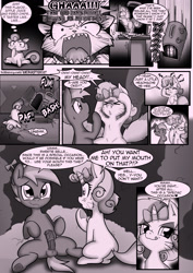 Size: 1860x2622 | Tagged: explicit, artist:anibaruthecat, button mash, sweetie belle, comic:cat's delicacy, armpits, balls, body swap, butt, colt, comic, cuckolding, female, filly, foal, foalcon, g4, genitals, horn, implied blowjob, implied oral, implied sex, imported from derpibooru, kitty belle, licking, licking lips, male, nudity, opalescence, penis, plot, pony, straight, tongue out, unicorn
