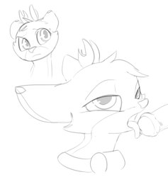 Size: 674x711 | Tagged: explicit, artist:dotkwa, spoiler:comic, bedroom eyes, blowjob, bramble, deer, fawn, floppy ears, foalcon, friendship is magic #27, frown, g4, gay, grayscale, horsecock, idw, imported from derpibooru, licking, male, monochrome, my little pony: friendship is magic (idw), nudity, open mouth, oral, penis, raised eyebrow, tongue out