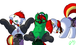 Size: 1500x899 | Tagged: explicit, artist:lildooks, oc, oc:slava, age difference, anal, anal insertion, butt, buttplug, clothes, commission, female, filly, foal, foalcon, horsecock, imported from derpibooru, insertion, legwear, male, nudity, oc only, pacifier, pacifier gag, penetration, penis, plot, pony, sex toy, socks, stallion, stallion on filly, straight, thigh highs, vaginal