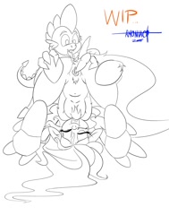 Size: 950x1254 | Tagged: explicit, artist:amoniaco, fluttershy, spike, age difference, cunnilingus, dragon, duo, duo male and female, female, foalcon, g4, imported from derpibooru, male, oral, pegasus, pony, ship:flutterspike, shipping, sketch, straight, straight shota, wingless spike, wip