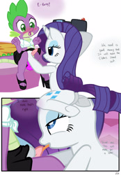 Size: 1741x2500 | Tagged: explicit, artist:pyruvate, rarity, spike, comic:dragon queen, age difference, blowjob, comic, crossdressing, dildo, dragon, duo, duo male and female, female, femboy, femboy spike, foalcon, g4, horn, imported from derpibooru, male, nudity, oral, penis, pony, sex, sex toy, ship:sparity, shipping, sissy, straight, straight shota, unicorn, wingless spike