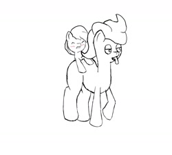 Size: 2000x1800 | Tagged: explicit, oc, artist needed, cup cake, drawthread, duo, duo male and female, female, foalcon, g4, implied sex, imported from derpibooru, male, monochrome, requested art, simple background, straight, white background