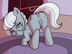 Size: 800x594 | Tagged: explicit, artist:anonjg, silver spoon, anus, butt, female, foalcon, g4, glasses, imported from derpibooru, nudity, plot, silverbutt, solo, solo female, vagina