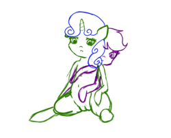 Size: 1280x1029 | Tagged: explicit, artist:cocksockmcgee, scootaloo, sweetie belle, female, foalcon, g4, imported from derpibooru, lesbian, nudity, ship:scootabelle, shipping, vagina, wip