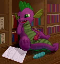 Size: 1034x1099 | Tagged: explicit, artist:quartz-poker, artist:transgressors-reworks, spike, and then spike was gay, color edit, colored, dragon, edit, foalcon, g4, horsecock, imported from derpibooru, male, masturbation, nudity, penis, precum, reasonably sized genitals, solo, solo male