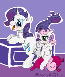 Size: 1021x1208 | Tagged: explicit, artist:headless horsecock, rarity, sweetie belle, anal, anal hoofing, anus, dock, female, foalcon, g4, genitals, hoofing, imported from derpibooru, incest, lesbian, mare on filly, nudity, pony, pony on pony action, raricest, sex, ship:raribelle, source needed, tail, unicorn, vaginal secretions, vulva