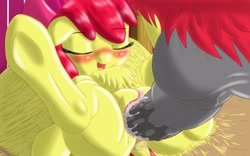 Size: 2560x1600 | Tagged: explicit, artist:navanastra, apple bloom, anus, applecest, big macintosh, blushing, brother and sister, creampie, cum, earth pony, eyes closed, foalcon, g4, horsecock, imported from derpibooru, incest, male, nudity, penis, ponut, pony, ship:macbloom, shipping, siblings, stallion, straight, vaginal