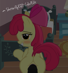 Size: 1756x1871 | Tagged: explicit, artist:an-tonio, artist:shutterflyeqd, apple bloom, anus, bedroom eyes, blushing, butt, female, foalcon, g4, imported from derpibooru, looking at you, looking back, male, nudity, penetration, penis, plot, sex, show accurate, show accurate porn, straight, vaginal