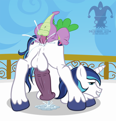 Size: 1429x1500 | Tagged: explicit, artist:blargsnarf, shining armor, spike, age difference, anal, anal creampie, anal orgasm, anus, ass, both cutie marks, butt, colt, colt on stallion, creampie, cum, cum while penetrated, cumming, dragon, dragon on pony action, foal, foalcon, g4, gay, hands free, horsecock, humping like there's no tomorrow, imported from derpibooru, interspecies, male, nudity, orgasm, orgasm cumshot, penis, plot, pony, reverse foalcon, ship:spikemor, show accurate, show accurate porn, simultaneous orgasm, stallion, unicorn