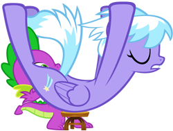 Size: 1498x1135 | Tagged: questionable, artist:sulyo, artist:wissle, spike, backbend, bridge stretch, butt, cloudbutt, cloudchaser, dragon, duo, edit, exercise, eyes closed, eyes on the prize, flank, flexible, foalcon, from behind, g4, hundreds of users filter this tag, imported from derpibooru, love, oral, pegasus, plot, pony, ship:spikechaser, show accurate, show accurate porn, simple background, softcore, stool, stretching, transparent background, vector, yoga