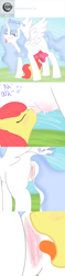 Size: 500x2136 | Tagged: explicit, artist:yutel-chan, apple bloom, oc, oc:yursulily, ask, comic, crotchboobs, female, foalcon, g4, imported from derpibooru, lactation, lesbian, mare on filly, nipples, nudity, suckling, tumblr, vaginal secretions