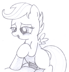 Size: 1985x2076 | Tagged: explicit, artist:an-tonio, scootaloo, blushing, clitoris, female, foalcon, g4, imported from derpibooru, male, monochrome, nudity, penetration, sex, straight, traditional art, vaginal