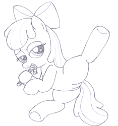 Size: 2095x2243 | Tagged: explicit, artist:an-tonio, apple bloom, candy cane, female, foalcon, g4, high res, imported from derpibooru, monochrome, nudity, solo, solo female, traditional art, vulva