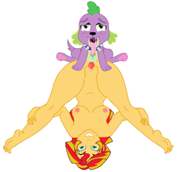 Size: 1548x1500 | Tagged: explicit, artist:mew, spike, ahegao, ass, barefoot, bedroom eyes, bestiality, breasts, butt, collar, dog, dog collar, drool, equestria girls, feet, female, foalcon, g4, grin, happy sex, human, human female, human on dog action, imported from derpibooru, interspecies, knot, knotting, larger female, male, nipples, nudity, on back, open mouth, penetration, penis, piledriver, sex, ship:sunsetspike, shipping, show accurate, show accurate porn, size difference, smaller male, smiling, spike gets all the equestria girls, spike the dog, spike's dog collar, straight, sunset shimmer, toes, tongue out, upside down, vaginal, vulva, wingding eyes