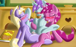 Size: 2560x1600 | Tagged: explicit, artist:navanastra, anal, anal-vaginal orgasm, blushing, cowgirl position, cum, cute, dinkabetes, dinky hooves, dinkyflute, dinkyflutepinch, double penetration, eyes closed, female, filly, foal, foalcon, futa, futa dinky hooves, futa filly, futa filly on filly, futa on female, futa on filly, futa ruby pinch, g4, group sex, happy, horn, imported from derpibooru, intersex, multiple penetration, orgasm, penetration, pinchybetes, polyamory, pony, ruby pinch, sex, ship:dinkyflute, ship:dinkyflutepinch, ship:dinkypinch, ship:rubyflute, shipping, simultaneous orgasm, threesome, tongue out, tootsie cute, tootsie flute, trio, unicorn, vaginal, vaginal secretions
