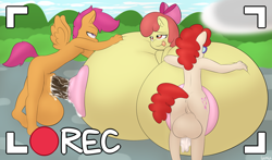 Size: 1589x933 | Tagged: explicit, artist:lamia, apple bloom, scootaloo, ahegao, anthro, anus, areola, balls, big areola, big breasts, big nipples, big penis, breast expansion, breasts, breasts on floor, busty apple bloom, camcorder, camera shot, cum, cum in nipples, earth pony, foalcon, futa, futa on female, futa scootaloo, futa twist, g4, herm, horsecock, huge breasts, hyper, hyper breasts, imported from derpibooru, impossibly large balls, impossibly large breasts, impossibly large penis, intersex, lamia did it again, nipple penetration, nipple sex, nipples, nudity, oppai loli, penetration, penis, recording, twist, unguligrade anthro, vulva
