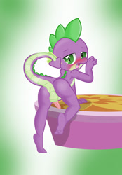 Size: 1741x2500 | Tagged: explicit, artist:pyruvate, artist:reduxdrawer8k, spike, comic:dragon queen, anus, ass, butt, dragon, dragonbutt, edit, feet, femboy, foalcon, g4, imported from derpibooru, male, nudity, penis, small penis, solo, solo male, the ass was fat