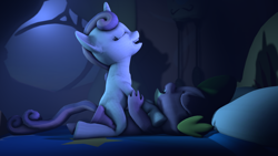 Size: 1920x1080 | Tagged: questionable, artist:cryotimberwolf, spike, sweetie belle, 3d, bed, cowgirl position, dragon, female, foalcon, g4, horn, imported from derpibooru, incorrect leg anatomy, interspecies, male, pony, sex, ship:spikebelle, shipping, softcore, source filmmaker, straight, unicorn