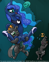 Size: 1191x1500 | Tagged: explicit, artist:smudge proof, princess luna, oc, oc:vesairus, anthro, balls, big crotchboobs, changeling, changeling oc, commission, crotchboobs, cum, dream, dream invader luna, female, foalcon, g4, hooves, huge crotchboobs, imported from derpibooru, impossibly large crotchboobs, male, nudity, penis, precum, sleeping, straight, unguligrade anthro, wet dream