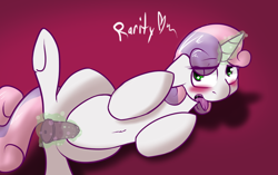 Size: 1350x850 | Tagged: explicit, artist:conmanwolf, sweetie belle, blushing, dildo, drool, fantasizing, female, floppy ears, fluffy, foalcon, g4, heart, implied incest, imported from derpibooru, insertion, magic, masturbation, nudity, on side, open mouth, sex toy, solo, solo female, telekinesis, tongue out, underhoof, vaginal, vulva