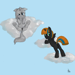 Size: 2183x2185 | Tagged: explicit, artist:doe-shmo, oc, anatomically correct, anus, blushing, cloud, crotchboobs, cute, cute porn, dark genitals, foalcon, high res, imported from derpibooru, looking at you, nipples, nudity, oc only, on back, ponut, presenting, spread legs, underhoof, vulva