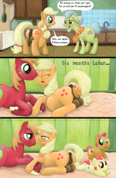 Size: 1300x2000 | Tagged: explicit, artist:smudge proof, apple bloom, applejack, babs seed, comic:sweet apple seed regressions, age regression, anus, applecest, belly, big crotchboobs, big macintosh, birth, blushing, butt, comic, crotchboob expansion, crotchboobs, cutie mark, earth pony, eyes closed, female, fetish, foalcon, g4, granny smith, huge crotchboobs, implied unbirthing, imported from derpibooru, impossibly large crotchboobs, incest, lesbian, male, mommajack, nipples, nudity, on side, plot, ponut, pony, preggo jack, pregnant, rebirth, shipping, smiling, straight, sweat, underhoof, vore, vorecest, vulva