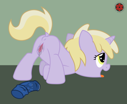 Size: 3016x2478 | Tagged: explicit, artist:sasukex125, anus, ass up, butt, clitoris, cute, cute porn, dildo, dinky hooves, face down ass up, female, filly, foal, foalcon, g4, high res, imported from derpibooru, masturbation, nudity, open mouth, plot, presenting, sex toy, solo, solo female, tongue out, vagina, vaginal secretions