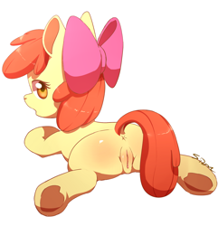 Size: 1280x1326 | Tagged: explicit, artist:sion, apple bloom, anus, blank flank, earth pony, female, filly, foal, foalcon, g4, human anus on pony, human vulva on pony, imported from derpibooru, nudity, pony, simple background, solo, solo female, underhoof, vulva
